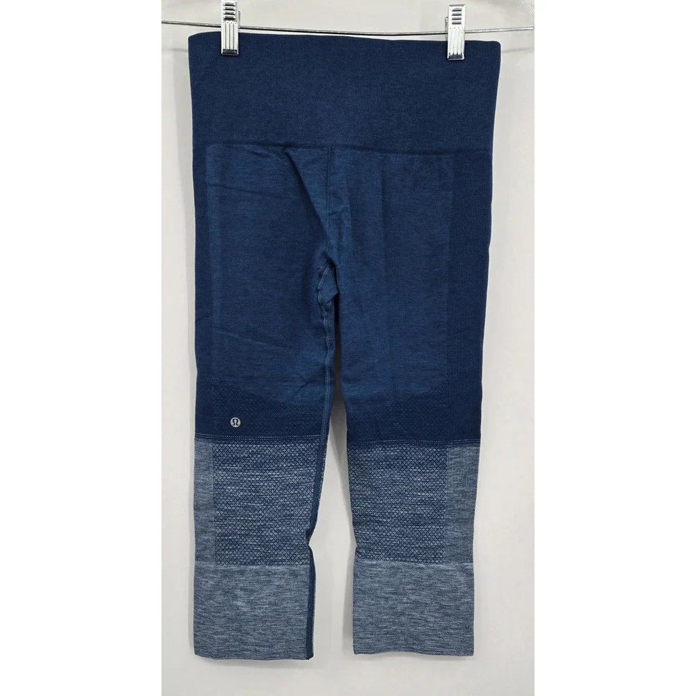 Lululemon Pants Womens 4 Seamlessly Street Crop Blue Activewear Measured 25" - Picture 2 of 9